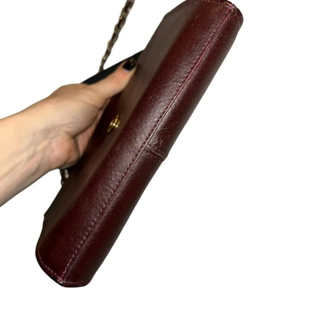 Vintage Cordovan Croc imprint gold wreath burgundy genuine leather cross…